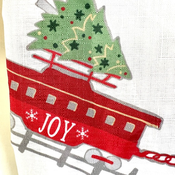 Christmas Holiday Santa Train Fabric Shower Curtain Presents Trees Festive - Picture 4 of 9